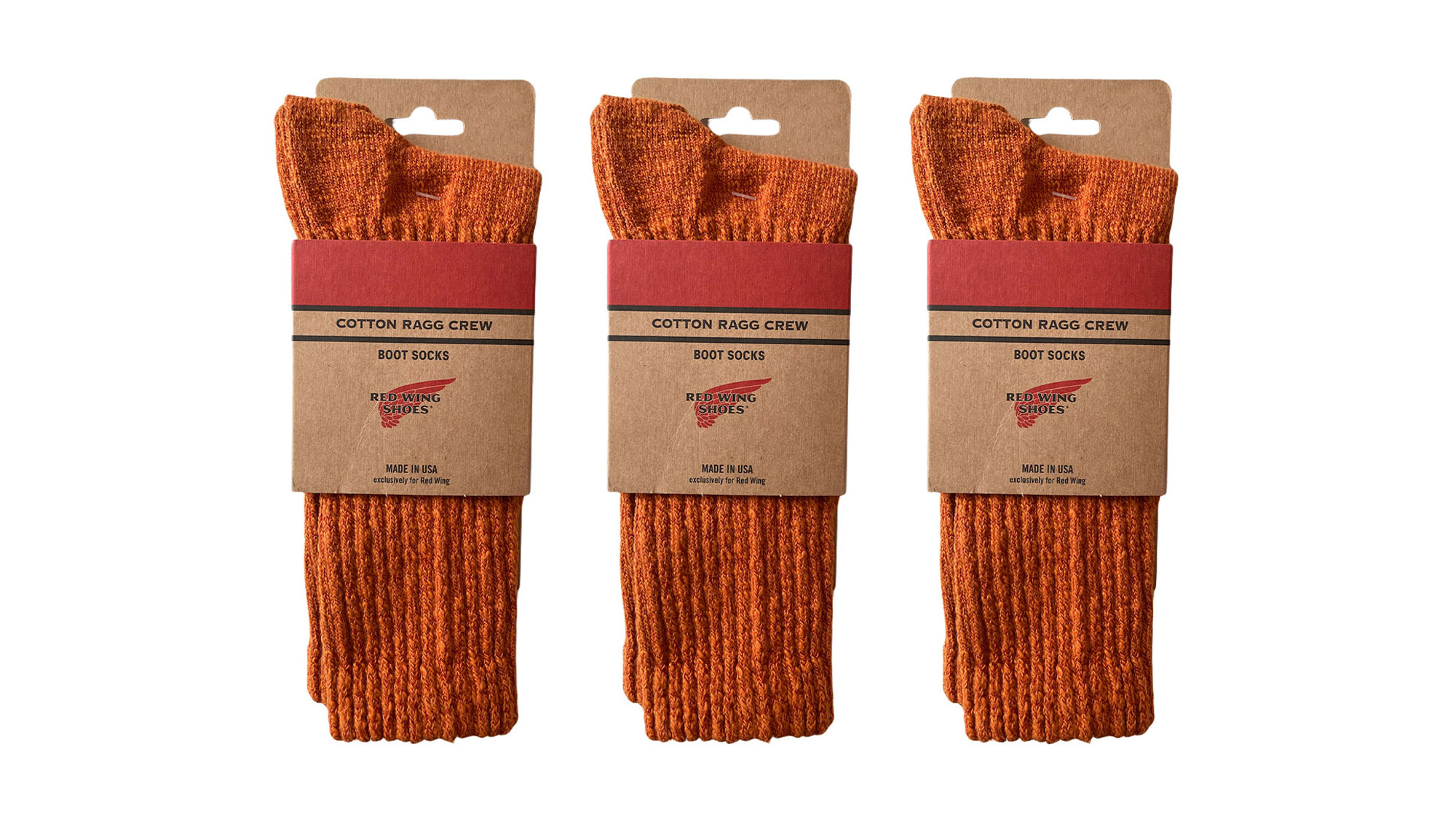 3-Pack Over-Dyed Cotton Blend Ragg Sock Rust