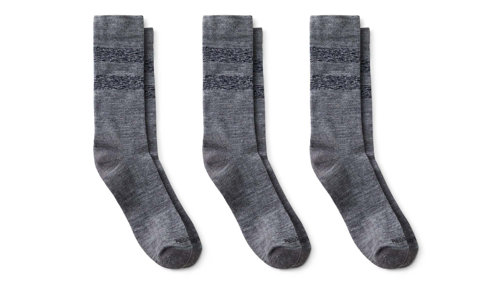 3-Pack Wool Blend Striped Crew Sock Gray/Navy