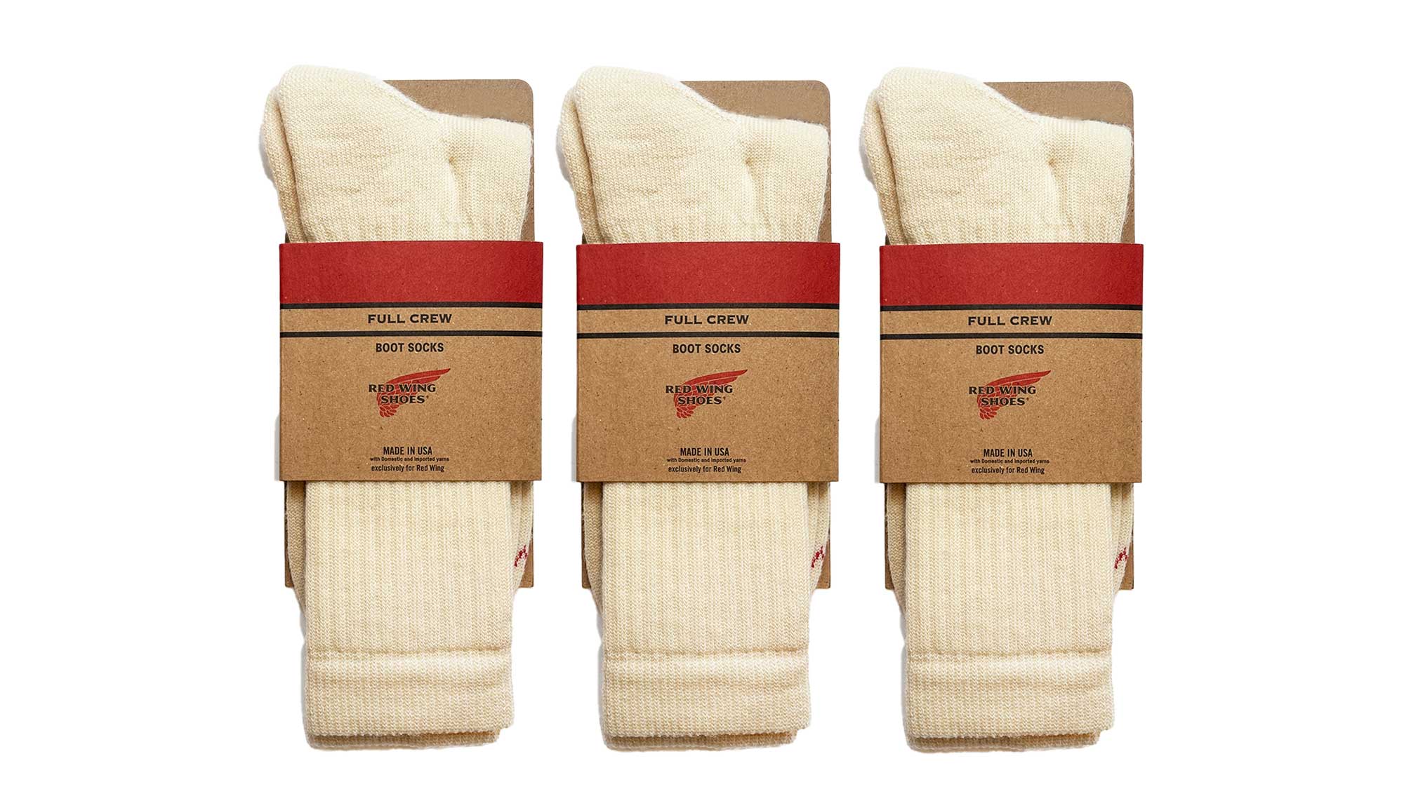 3-Pack Full Crew Sock Cream