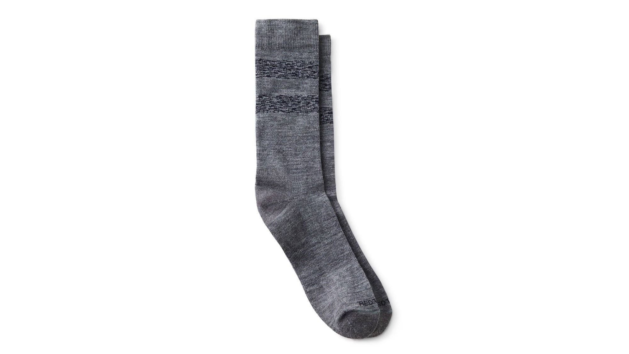 Wool Blend Striped Crew Sock Gray/Navy